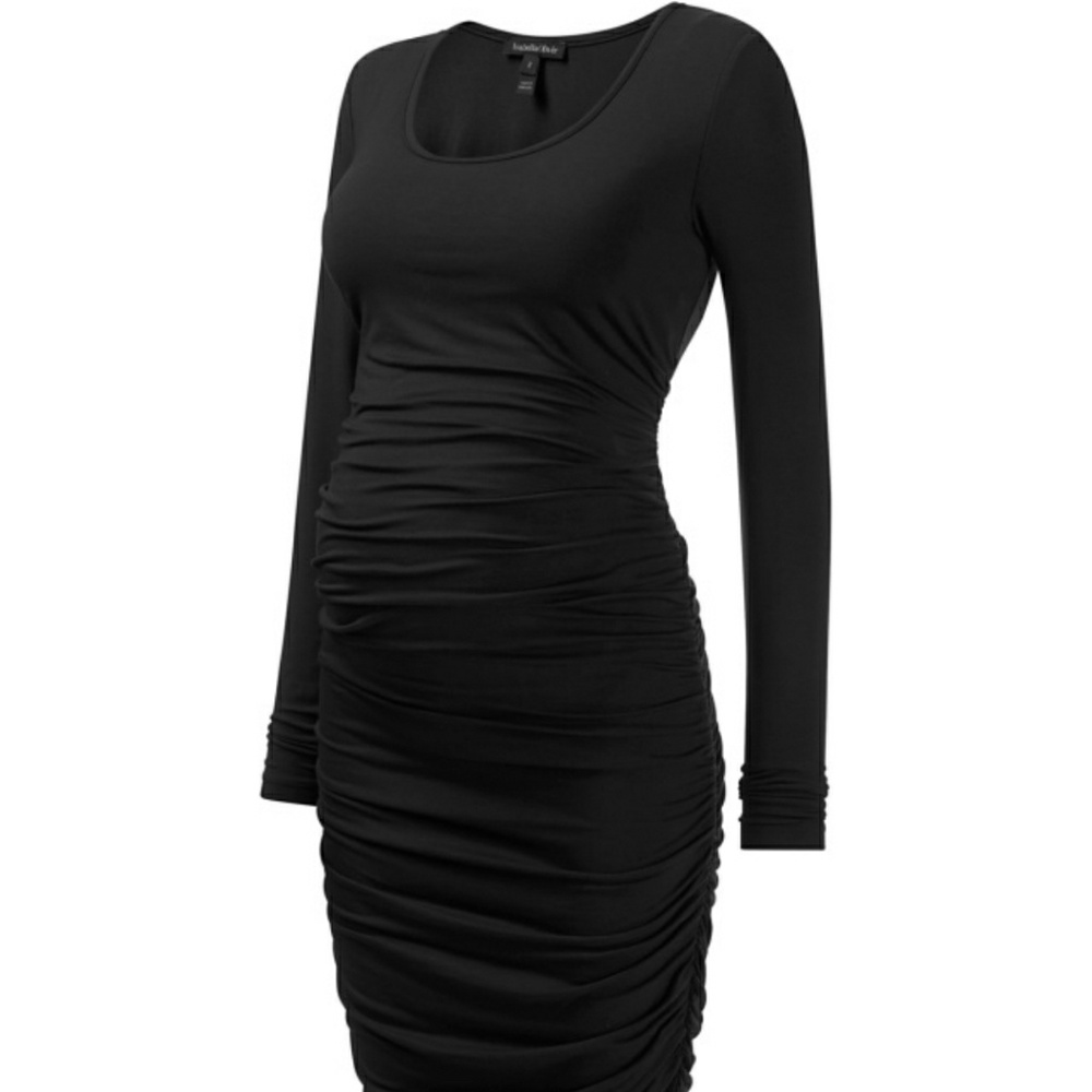 Isabella Oliver Ruched Black Long Sleeved Midi